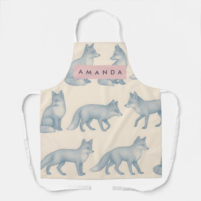 Personalized Stylish Fox Pattern Apron (Front)