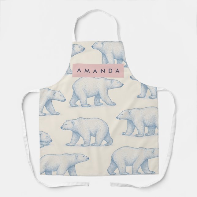 Personalized Stylish Fun Polar Bear Pattern Apron (Front)