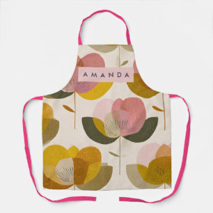 Personalized Stylish Mid Century Floral Art  Apron