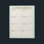 Personalized Stylish Weekly Planner in Aqua Mint  Notepad<br><div class="desc">Organize your week with this cute and modern weekly planner in pastel aqua mint,  personalized with your name.</div>