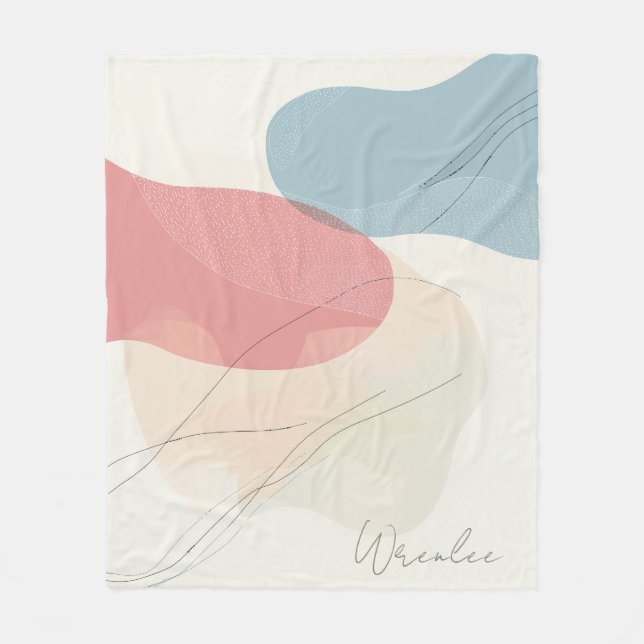 Personalized Subtle Earthy Tone Fluid Art Fleece Blanket (Front)