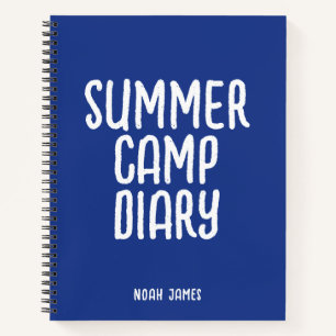 Personalized Summer Camp Diary in Blue Notebook