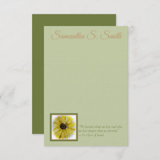 Personalized Sunflower Flat Note Card