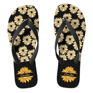 Personalized Sunflower Flip Flops