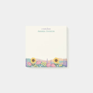 Personalized Sunflower Flower Field Custom Name Post-it Notes