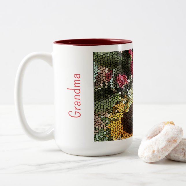 Personalized Sunflower Mosaic Cup (With Donut)