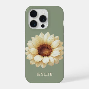 Personalized Sunflower Name Sage Green Phone Case