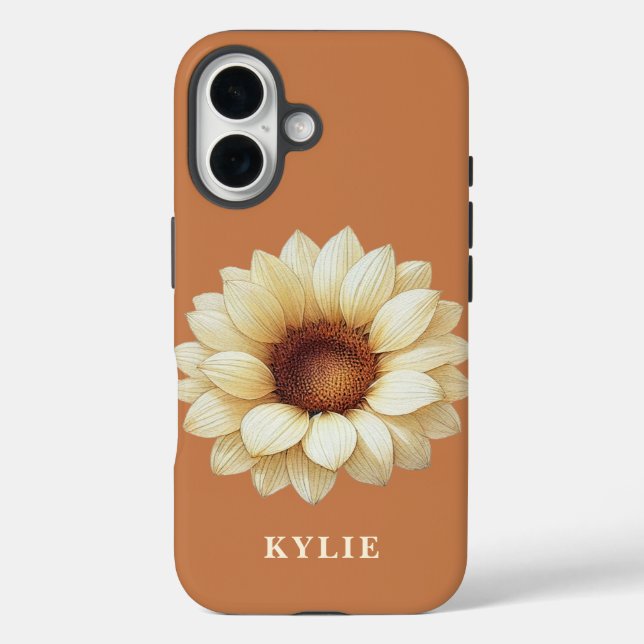 Personalized Sunflower Name Terra Cotta Phone Case (Back)