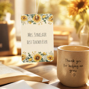 Personalized Sunflower Teacher Thank You Car Air Freshener