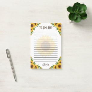 Personalized Sunflower To-Do List Post-it Notes