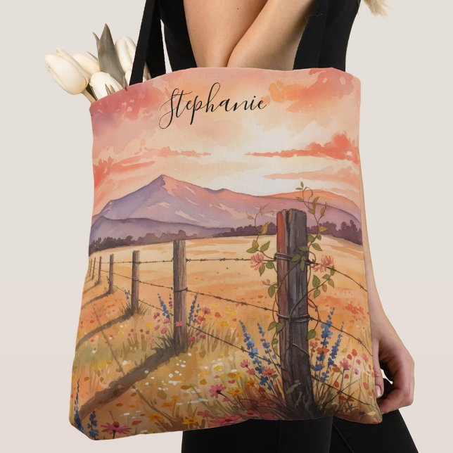 Personalized Sunset Wildflower Tote Bag (Creator Uploaded)