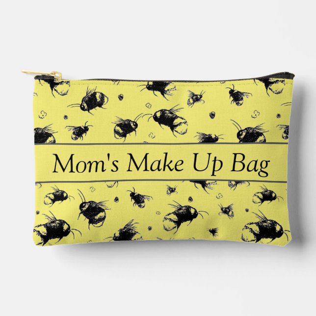 Personalized Sunshine Bee Yellow Makeup Bag  (Front)