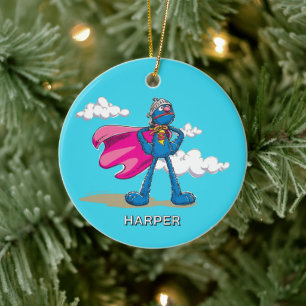 Personalized Super Grover   Custom Name & Photo Ceramic Tree Decoration