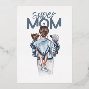Personalized Super Mom with Son and Daughter Gift 