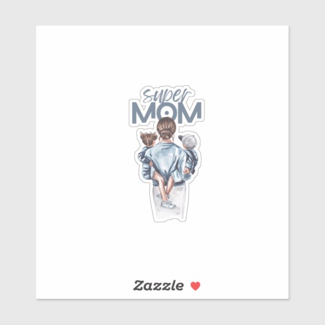 Personalized Super Mom with Son and Daughter Gift (Sheet)