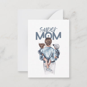 Personalized Super Mom with Son and Daughter Gift Card
