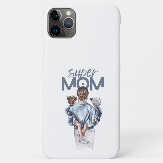 Personalized Super Mom with Son and Daughter Gift Case-Mate iPhone Case (Back)