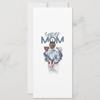 Personalized Super Mom with Son and Daughter Gift Invitation