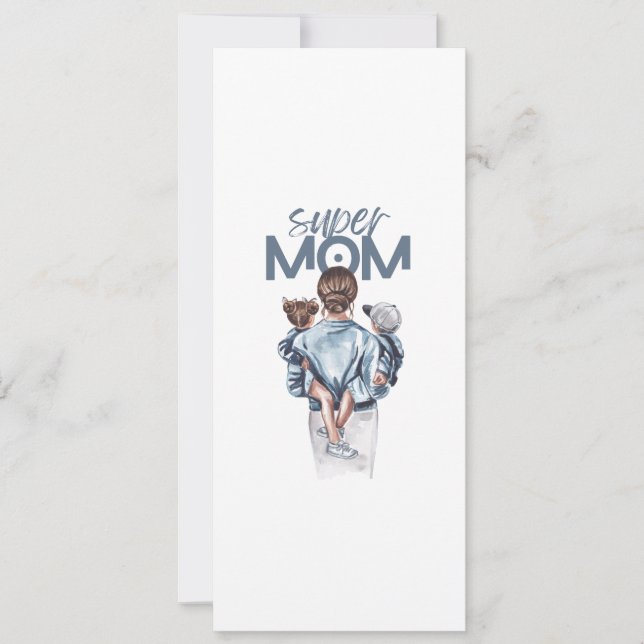 Personalized Super Mom with Son and Daughter Gift  Invitation (Front)
