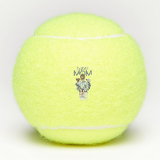 Personalized Super Mom with Son and Daughter Gift Tennis Balls