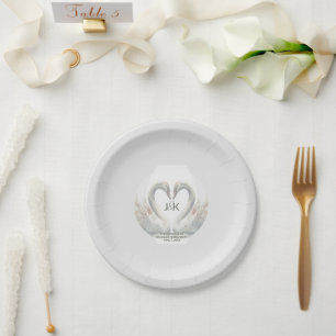 Personalized Swan Wedding Paper Plates