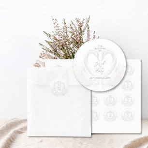 Personalized Swan Wedding Stickers