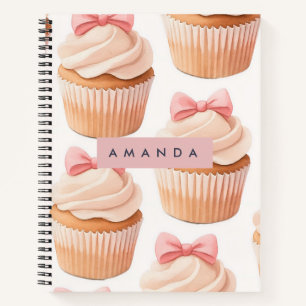 Personalized Sweet Cupcake Coquette Pattern Notebook