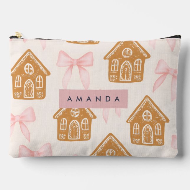 Personalized Sweet Gingerbread House Accessory Pouch (Front)