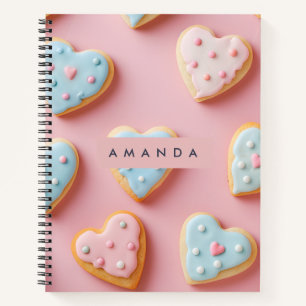 Personalized Sweet Pastel Heart Cookie Notebook