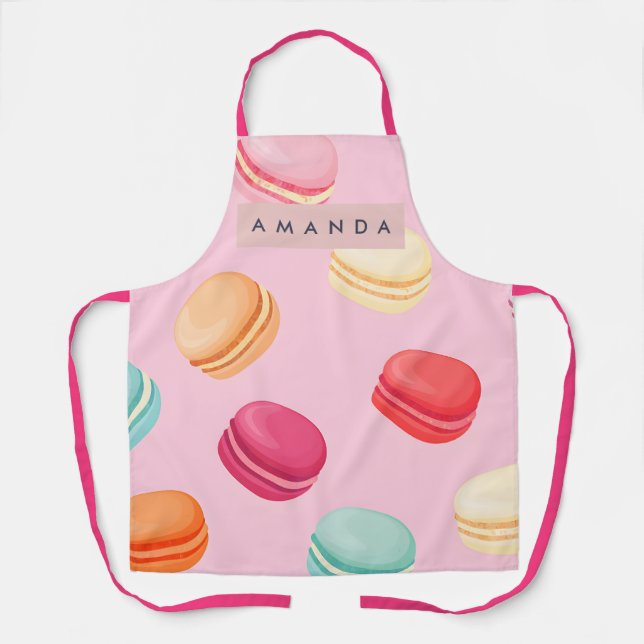 Personalized Sweet Pastel Macaron Delight Apron (Front)