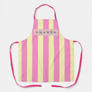 Personalized Sweet Pastel Pink and Yellow Stripe Apron