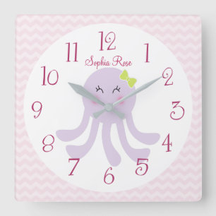 Personalized Sweet Sea Octopus Nursery Clock