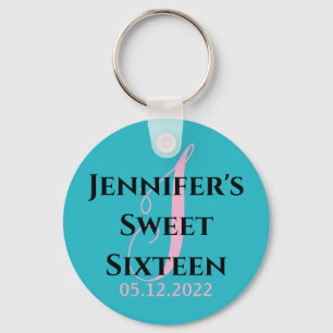Personalized Sweet Sixteen party favor 16 birthday Key Ring