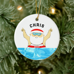 personalized swimming collectible ceramic tree decoration