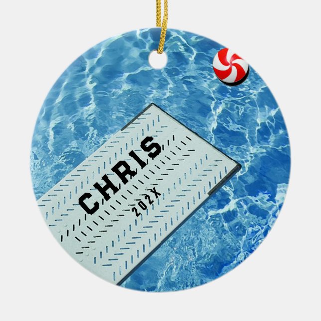 Personalized Swimming Diving Holiday Gifts Ceramic Tree Decoration (Front)