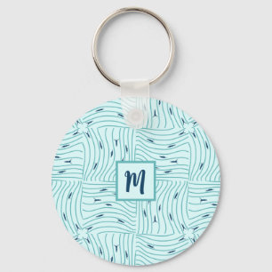 Personalized Swimming Minimalist Ocean Waves  Key Ring