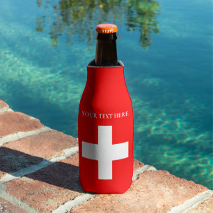 Personalized Switzerland Flag Schweiz Swiss Europe Bottle Cooler