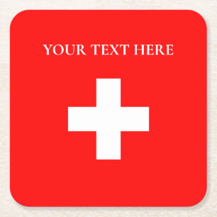 Personalized Switzerland Flag Schweiz Swiss Europe Square Paper Coaster