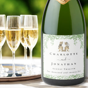 Personalized T-Rex Bride & Groom Dinosaur Wedding Sparkling Wine Label