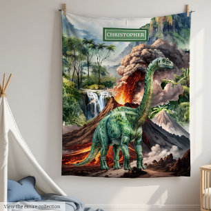 Personalized T-Rex Dinosaur Birthday Blanket Boy