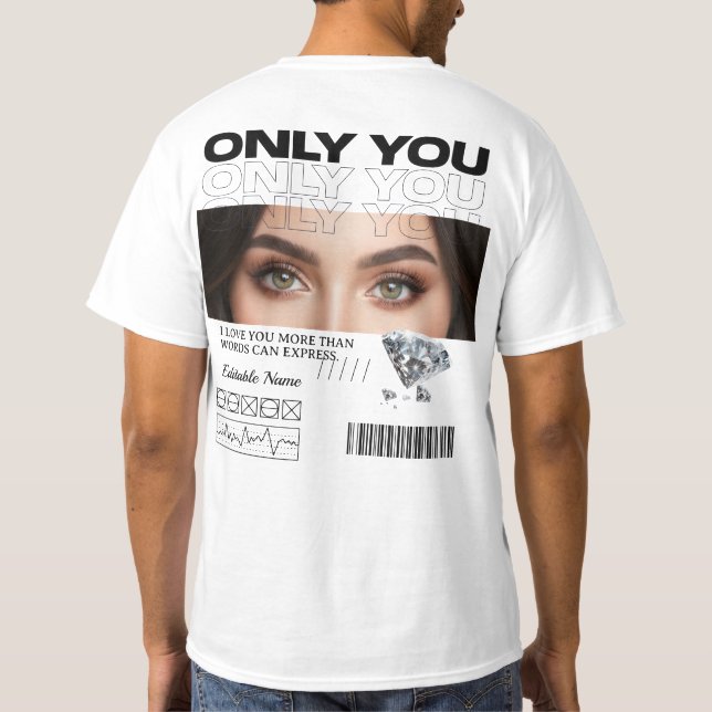 Personalized T-Shirt | Custom Eyes Image & Name  (Back)