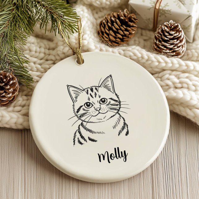 Personalized Tabby Cat Christmas Ceramic Tree Decoration (Creator Uploaded)