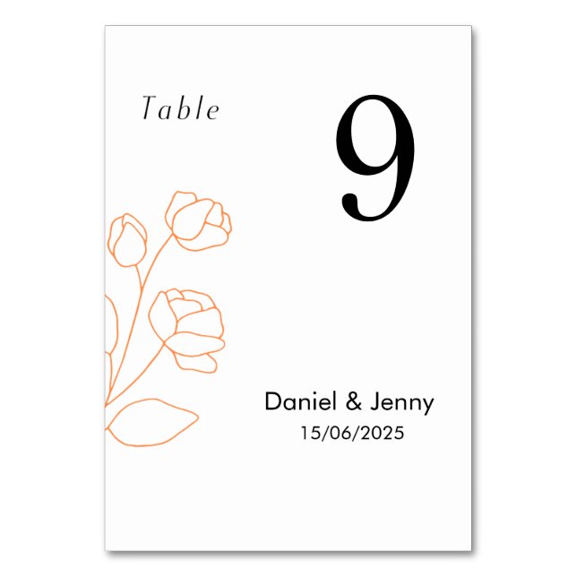 Personalized Table Number Card (Front)