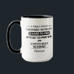 Personalized Taekwondo Instructor Mug<br><div class="desc">The Personalized Taekwondo Instructor Mug has bold black-and-white text and a name that can be changed, making it a great way to say thank you. This meaningful design honors the discipline, patience, and inspiration that teachers bring to their lessons. This is a great gift for any taekwondo instructor, and it's...</div>