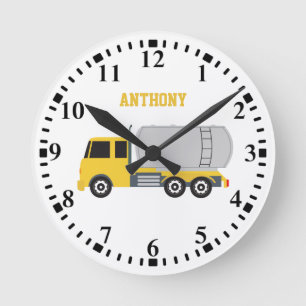 Personalized Tanker Truck Transportation Trucks Round Clock