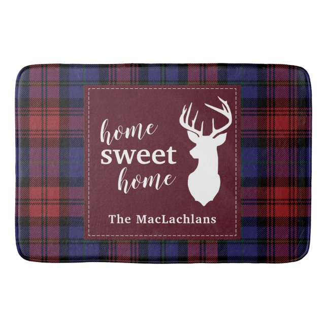 Personalized Tartan Christmas Clan MacLachlan Bath Mat (Front)