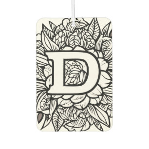 Personalized Tattoo-Style Black and White Monogram Car Air Freshener