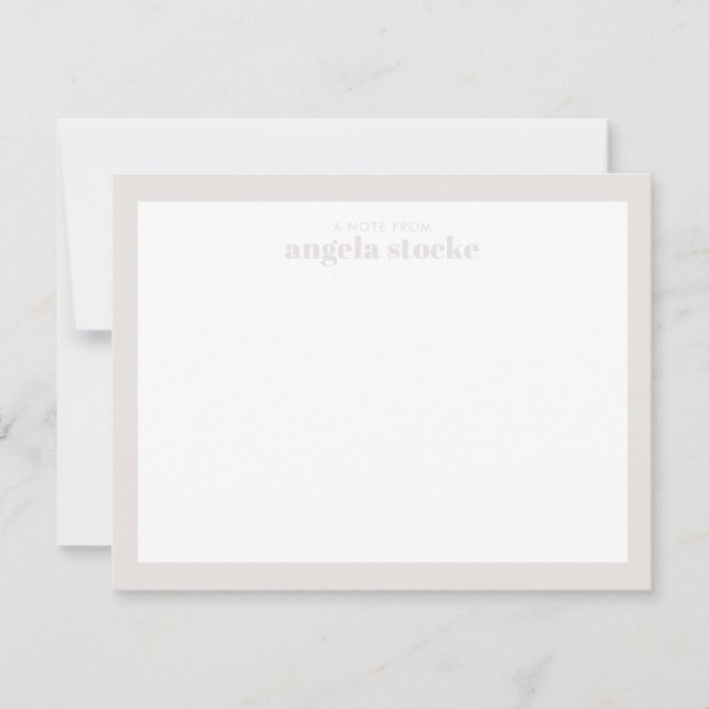 Personalized Taupe Retro Flower Card (Front)