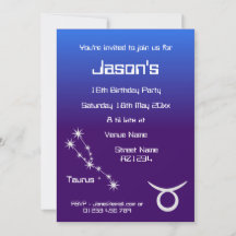 Personalized Taurus Zodiac Galaxy Party Invitation