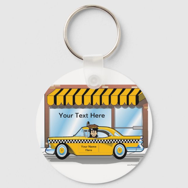 Personalized Taxi Cab Driver  Key Ring (Front)